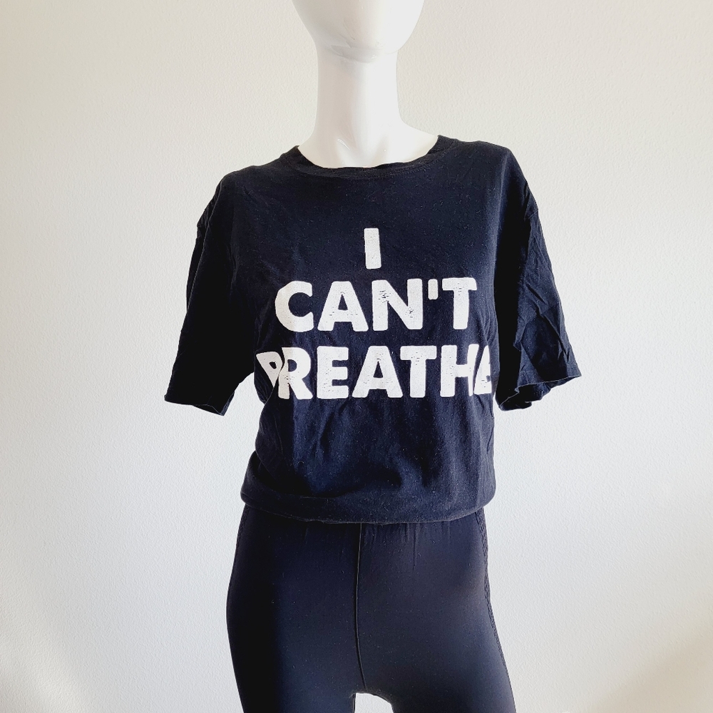 Unisex Black I Can't Breathe Short Sleeve T-Shirt Sz L - Picture 6 of 8
